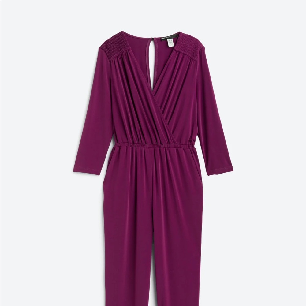 Brand New: Maggy London
Rayna Knit Jumpsuit Size: Medium Color: Dark Purple